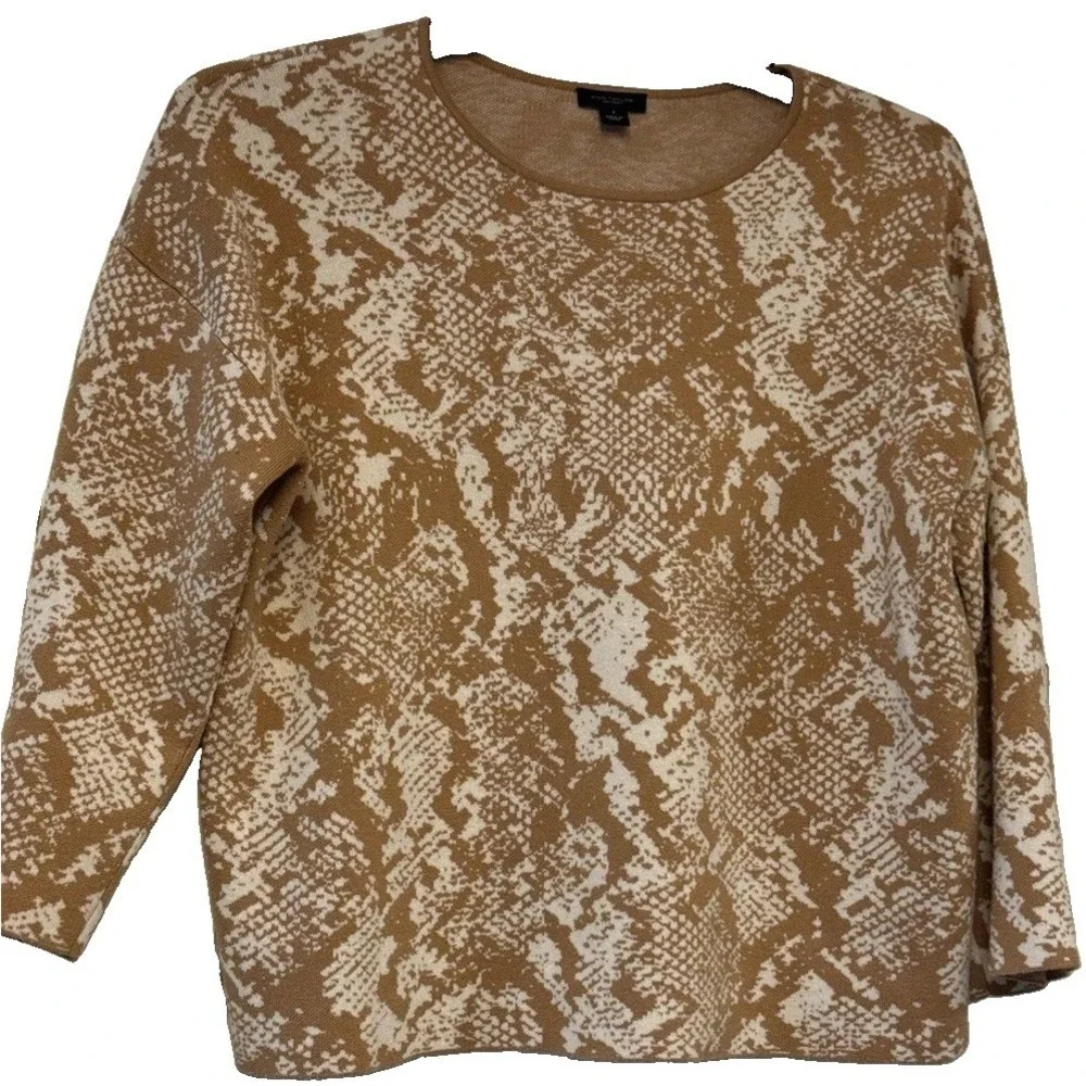 Ann Taylor Tan Snakeskin Print Sweater and Pencil Skirt Set Women‎ Small
